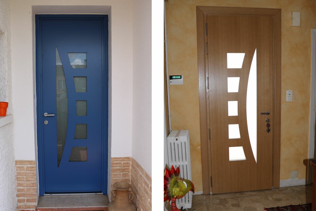 Ecoenergie Habitat, professionnels de l'économie d'énergie, spécialiste des menuiseries, réalise vos portes d'entrée mixte bois et alu.