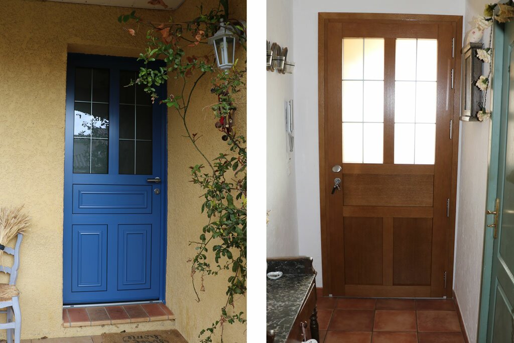 Ecoenergie Habitat, professionnels de l'économie d'énergie, spécialiste des menuiseries, réalise vos portes d'entrée mixte bois et alu.